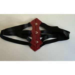 Dark Garden 28" waist cincher corset black and red Goth cosplay large